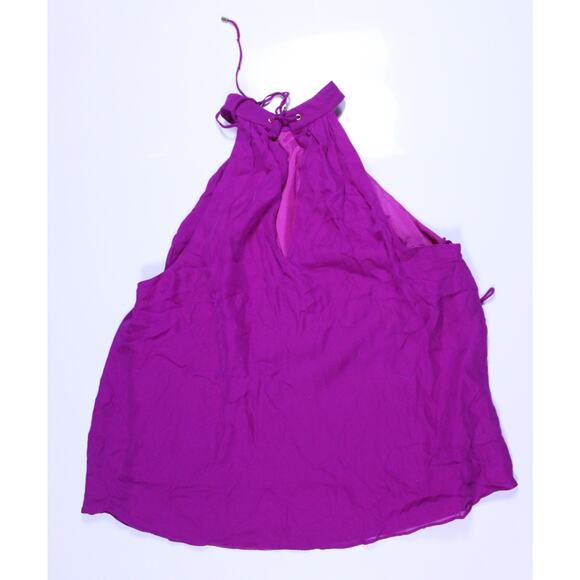 Haute Hippie tank halter fuchsia purple 100% silk flowy tie back sz M med - Picture 3 of 3